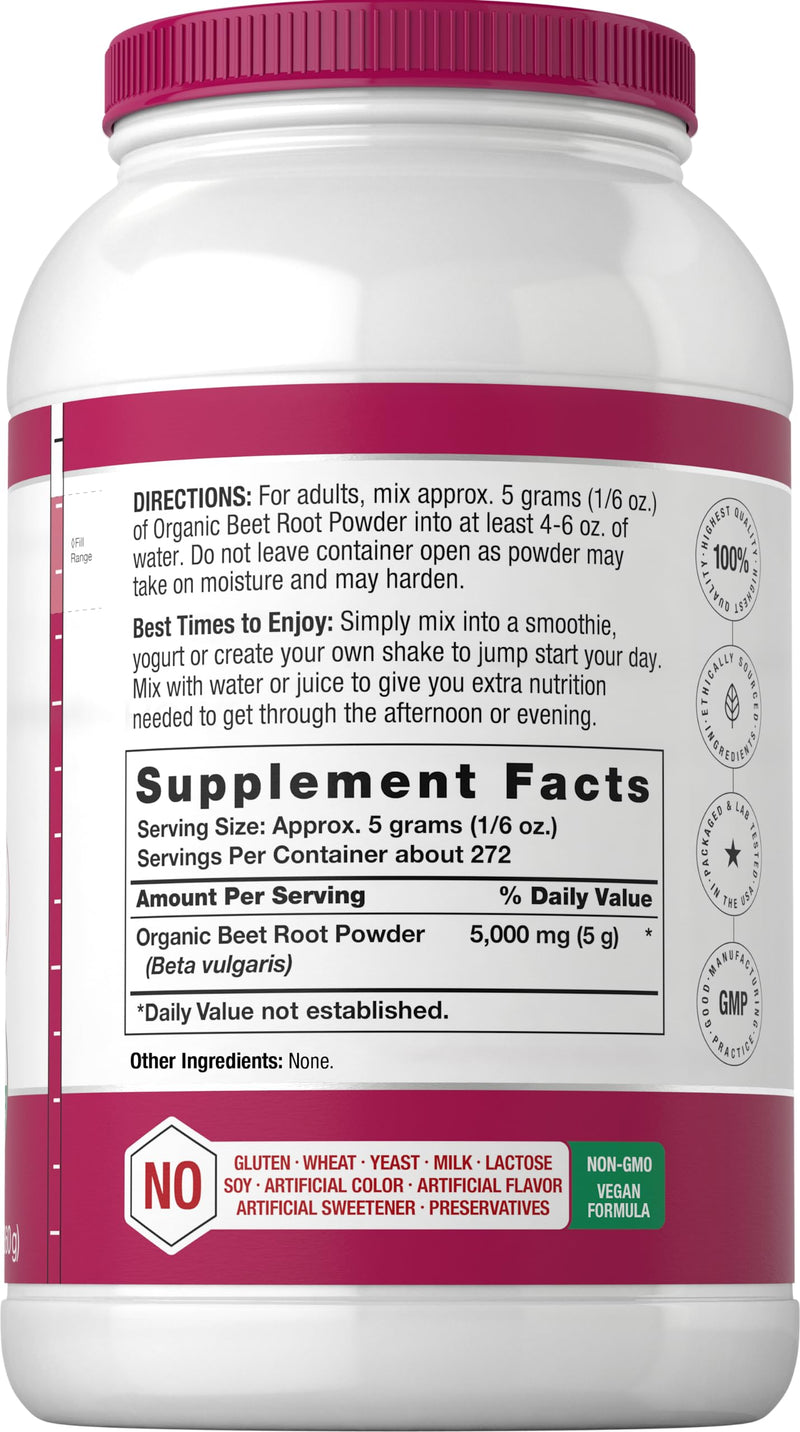 Horbäach Organic Beet Root Powder | 3lb Bulk Supplement | Raw Superfood | Vegan, Non-GMO, and Gluten Free Formula