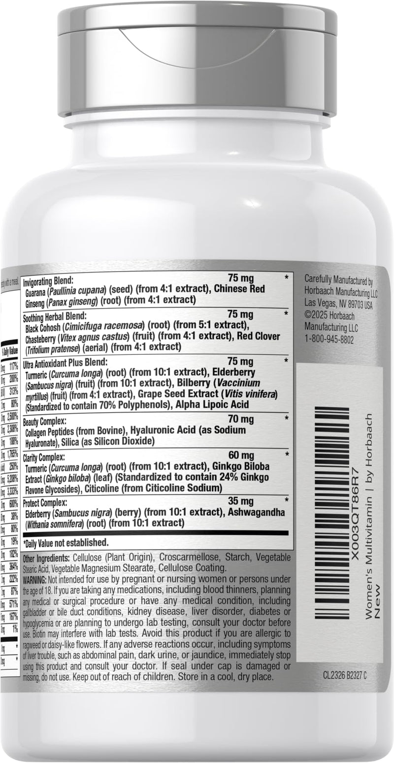 Horbäach Women's Multivitamin 50 Plus | 60 Coated Caplets | Advanced Vitamin Formula | Non-GMO & Gluten Free Supplement