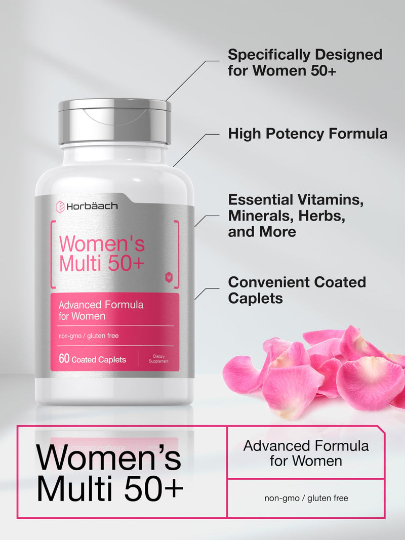 Horbäach Women's Multivitamin 50 Plus | 60 Coated Caplets | Advanced Vitamin Formula | Non-GMO & Gluten Free Supplement