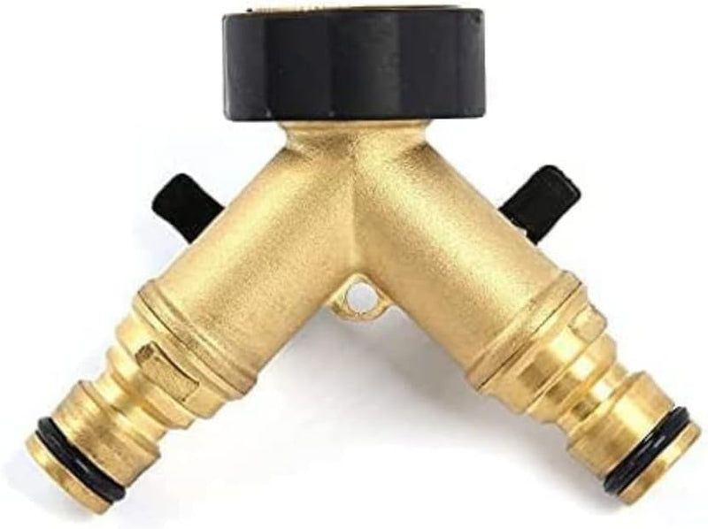 2 Way Brass Garden Hose Splitter Y Valve Connector