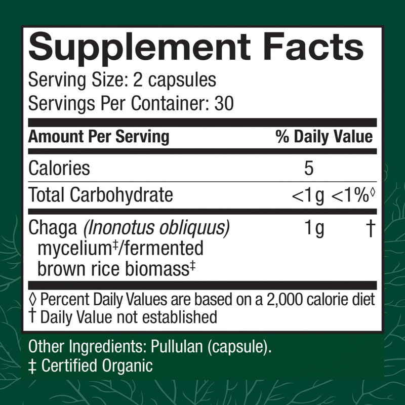Host Defense Chaga Capsules – Immune Support & Antioxidant Mushroom Supplement | 60 Capsules (30 Servings)