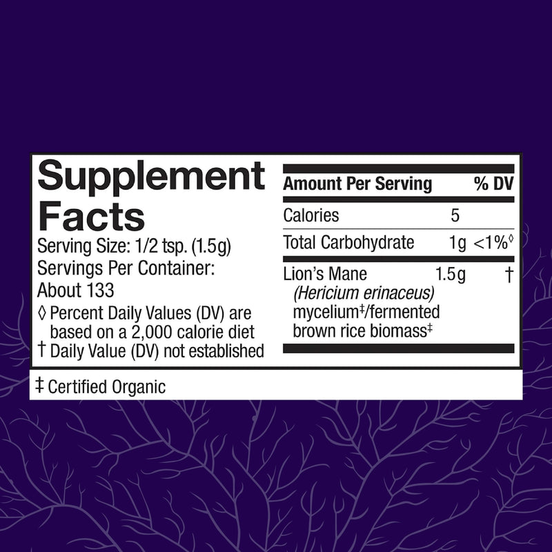 Host Defense Lion's Mane Powder - Brain Health & Focus Support - 7 oz (133 Servings)*