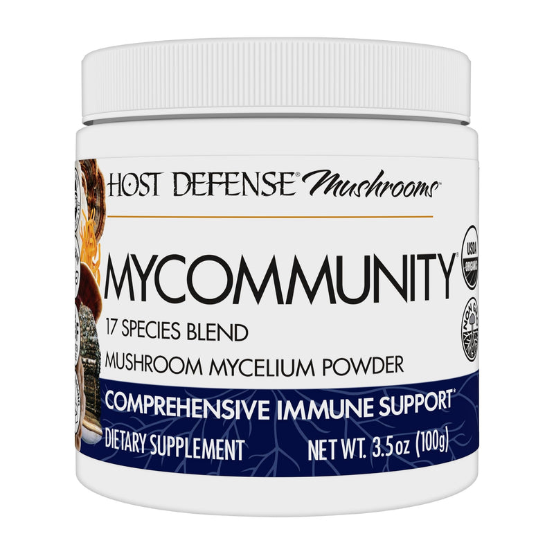 Host Defense MyCommunity Powder 17-Species Mushroom Blend for Immune Support - 100g (66 Servings)
