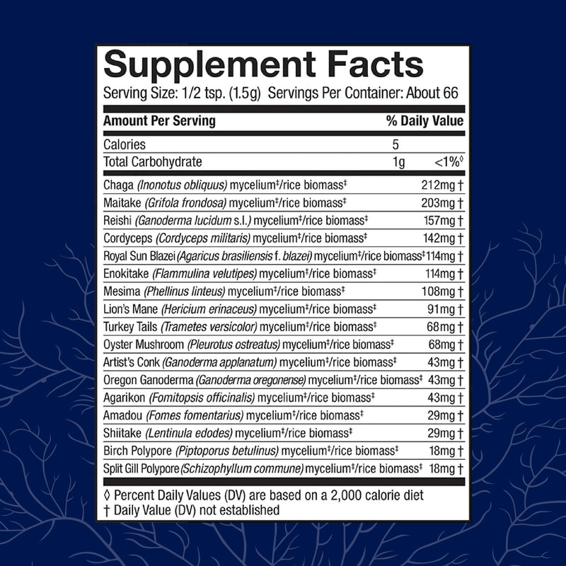 Host Defense MyCommunity Powder 17-Species Mushroom Blend for Immune Support - 100g (66 Servings)