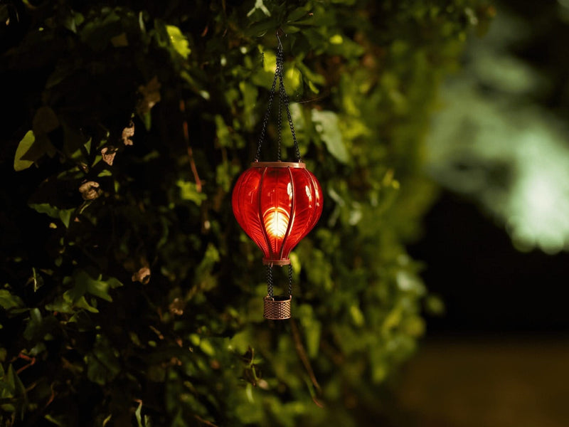 Solar Hot Air Balloon Hanging Lantern with Cool Flame Effect