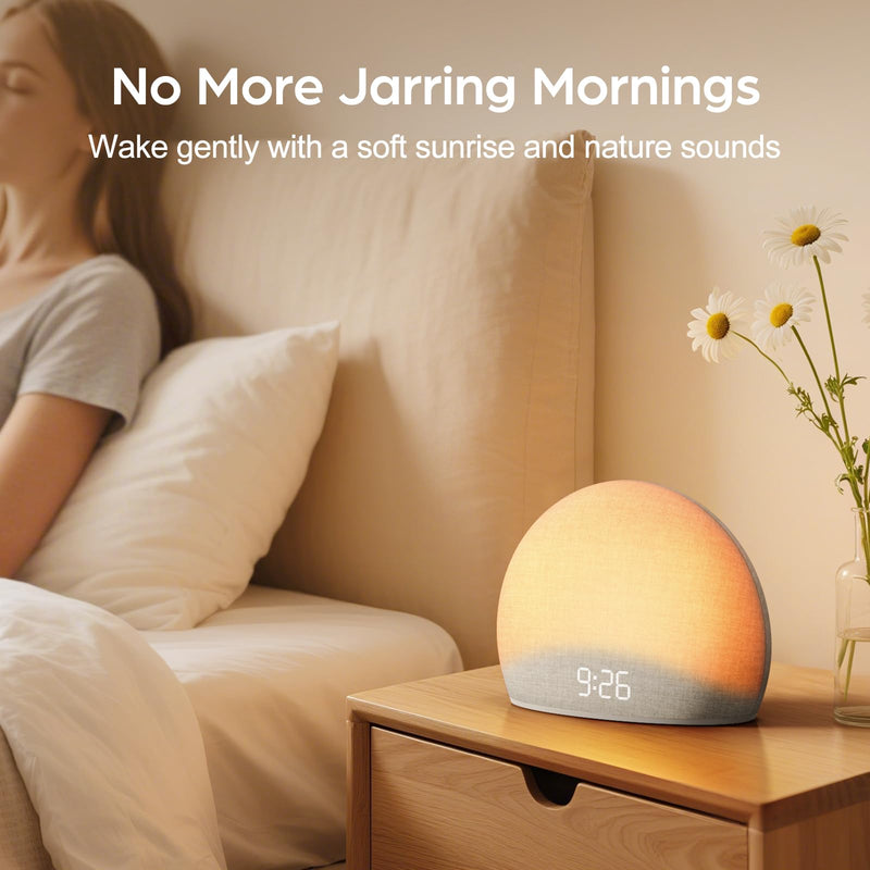 HOUSBAY Sunrise Alarm Clock – Natural Wake-Up Light, White Noise Sleep Aid, Screen-Free Design
