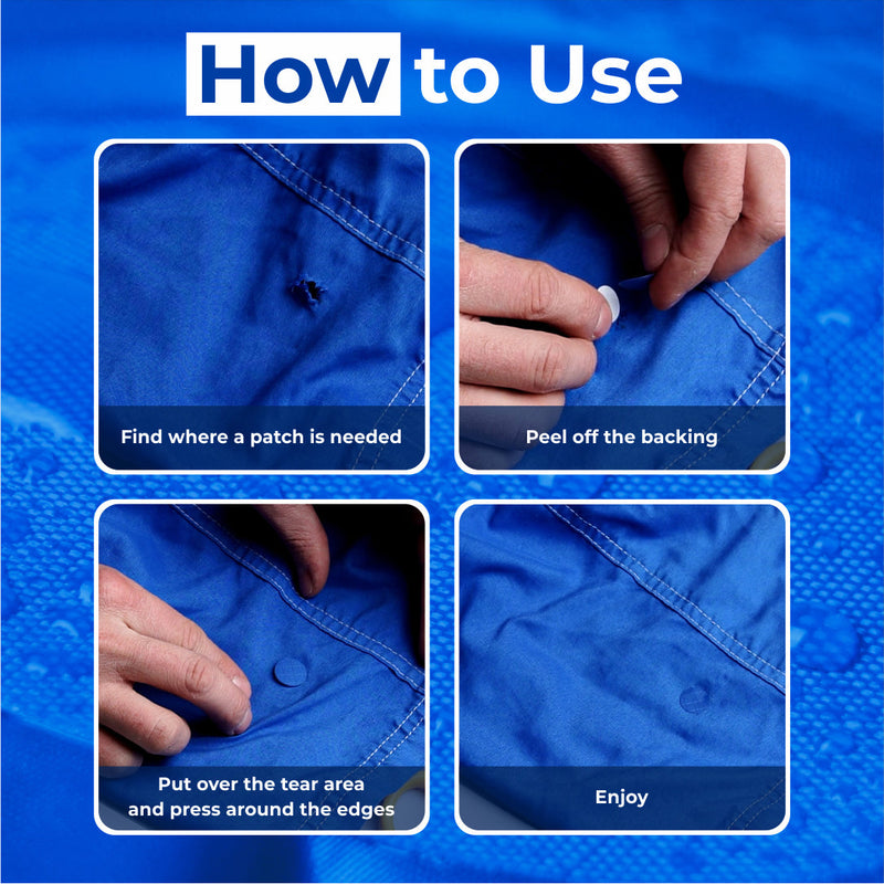 Repair Patches (30+ Colours) for Puffer Jackets, Tents, Upholstery - Stick On, Waterproof, Tear-Cold-Heat-Resistant