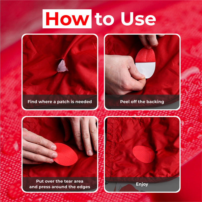 Repair Patches (30+ Colours) for Puffer Jackets, Tents, Upholstery - Stick On, Waterproof, Tear-Cold-Heat-Resistant