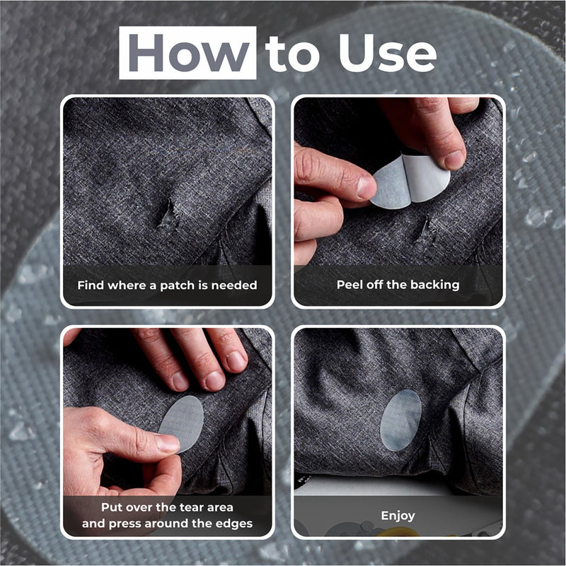 Repair Patches (30+ Colours) for Puffer Jackets, Tents, Upholstery - Stick On, Waterproof, Tear-Cold-Heat-Resistant