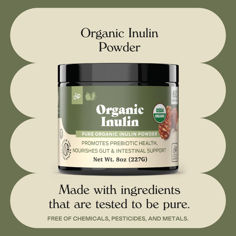 Pure Organic Inulin Powder - Jerusalem Artichoke Prebiotic Fiber, 8oz