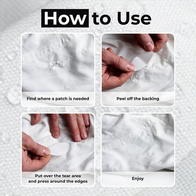 Repair Patches (30+ Colours) for Puffer Jackets, Tents, Upholstery - Stick On, Waterproof, Tear-Cold-Heat-Resistant
