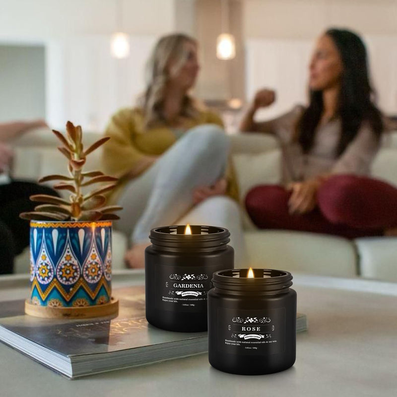 Howemon Scented Candle Set 12 Pack - Black Jar | Long-Lasting Soy Wax, Odor Elimination, Stress Relief Gift Set