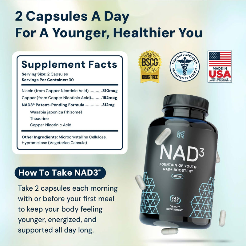 HPN NAD3 Clinical NAD+ Booster – Cellular Health, Energy & Longevity | 240ct