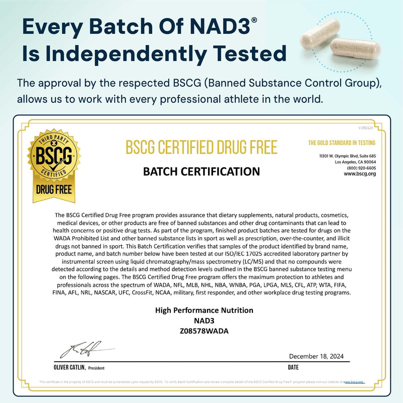 HPN NAD3 Clinical NAD+ Booster | Cellular Health & Natural Energy | 120ct, 60-Day Supply