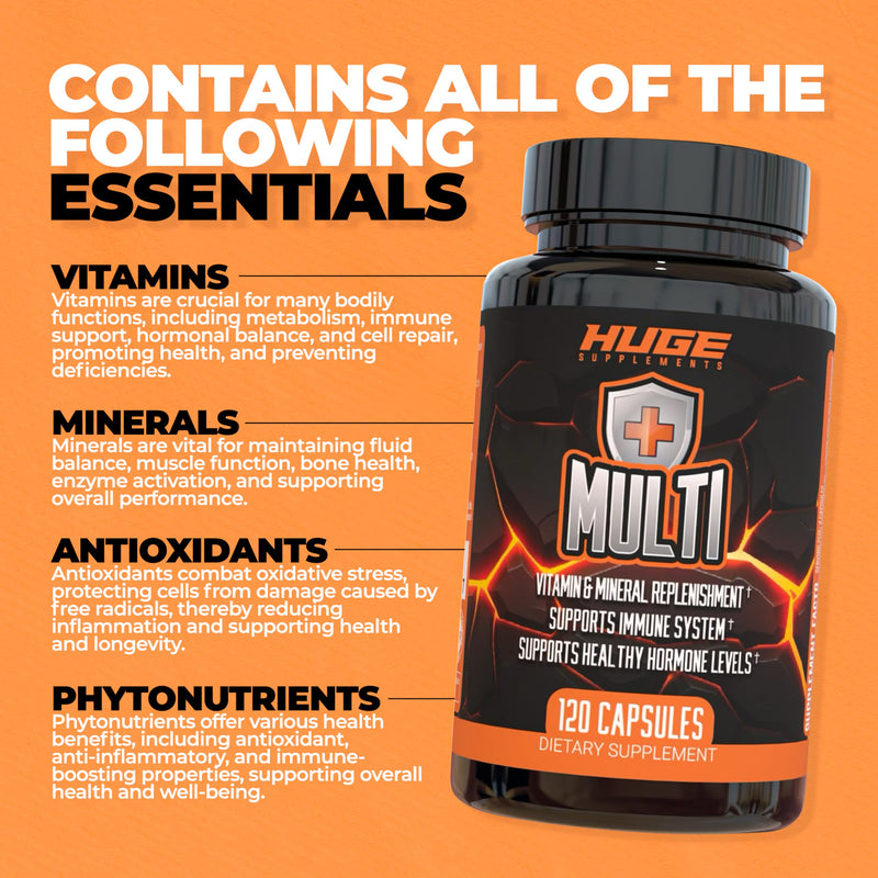 Huge Multi | Men's Multivitamin for Athletes & Bodybuilders – High-Performance All-In-One Formula (120 Capsules)