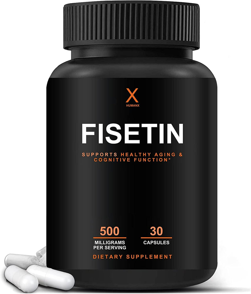 HUMANX Fisetin 500mg – 98% Pure Fisetin Supplement | Senolytic Activator | USA Made Non-GMO Capsules