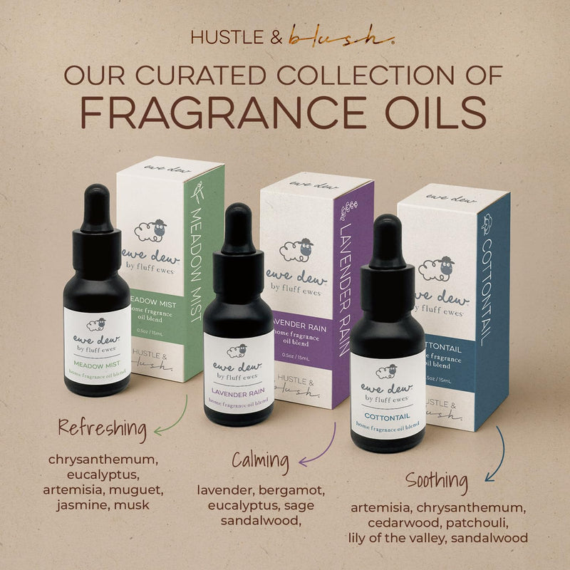 Hustle & Blush Ewe Dew Essential Oil Blend – 15ml Dryer Balls, Cottontail Fragrance
