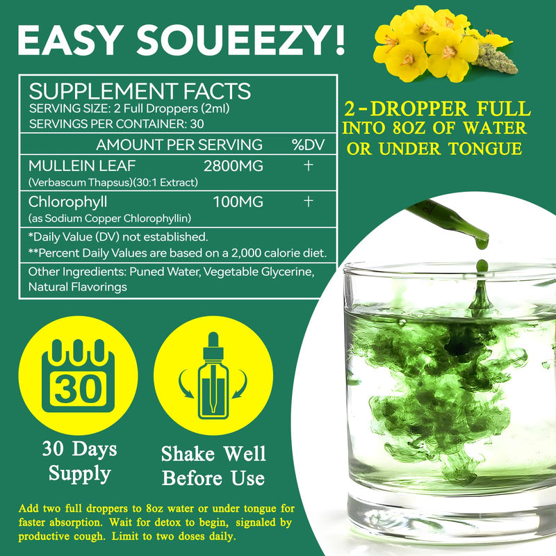 HUYEHF Mullein Drops - Mullein Leaf Extract for Lungs, Fast Absorption