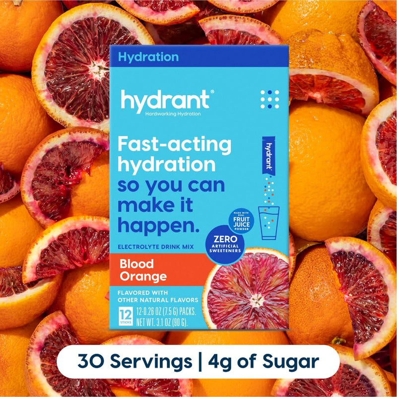 Hydrant Blood Orange Hydration Powder - 12 Electrolyte Packets (Low Sugar)