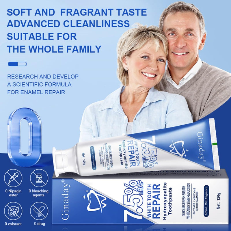 2 Pcs Hydroxyapatite Toothpaste 7.5% – Enamel Protection & Strengthening, Fluoride-Free, Gentle Mint