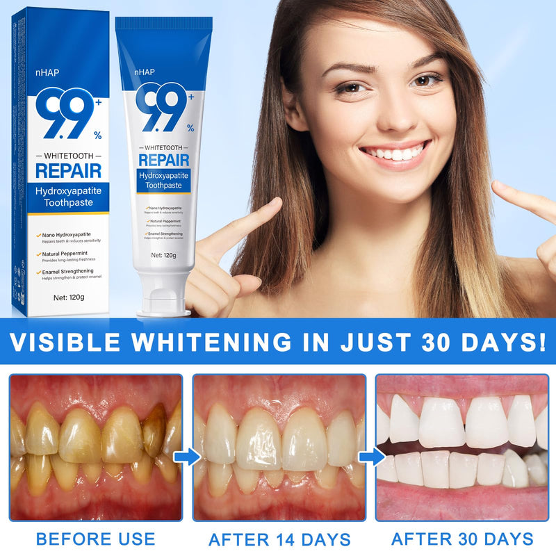 Hydroxyapatite Toothpaste 9.9% for Enamel Protection – Fluoride-Free Nano HA, Gentle Mint | Pack of 2