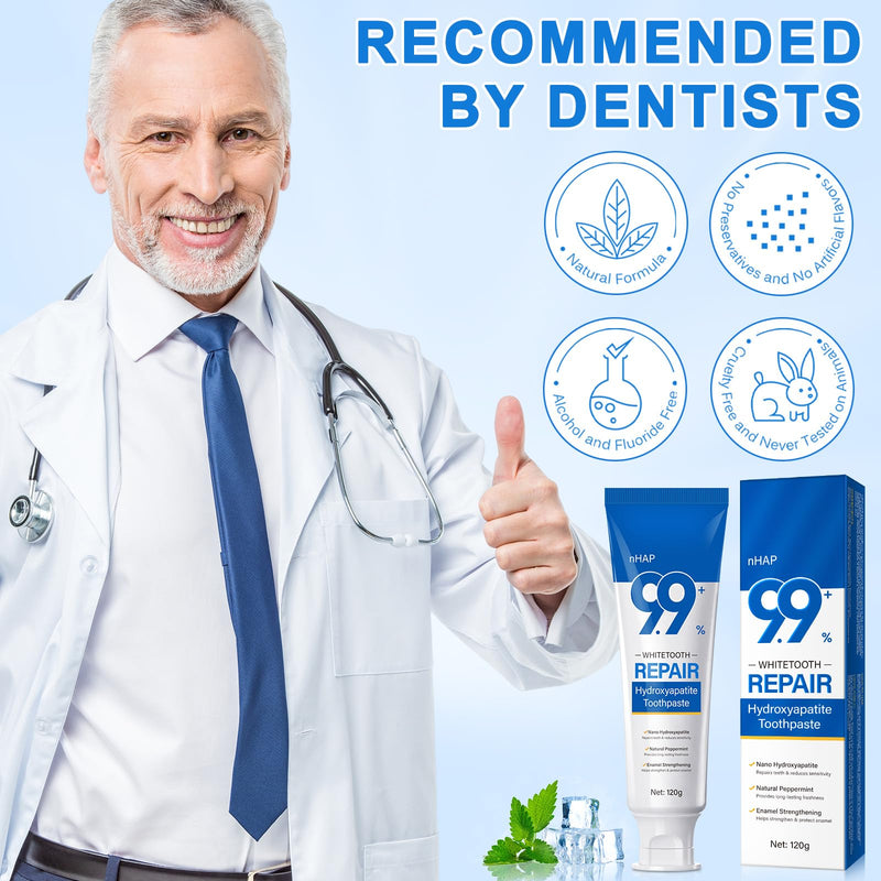 Hydroxyapatite Toothpaste 9.9% – 2PCS Nano, Fluoride Free, Enamel Protection