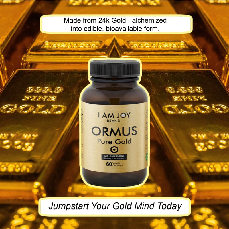I Am Joy Co. Monoatomic Gold Capsules with Adaptogens – Maca & Ashwaganda | 60 Vegan Capsules