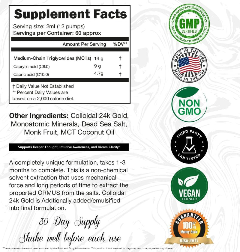 I Am Joy Co. Ormus Gold Oil Monoatomic | Deeper Thought, Intuition & Dream Clarity | 4oz