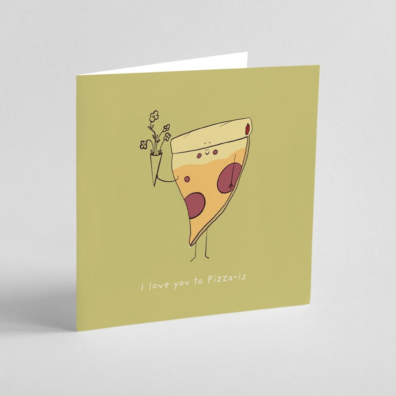 Pizza Love Card – Kawaii Greeting Card With Cheesy Foodie Pun & Premium Square Cardstock