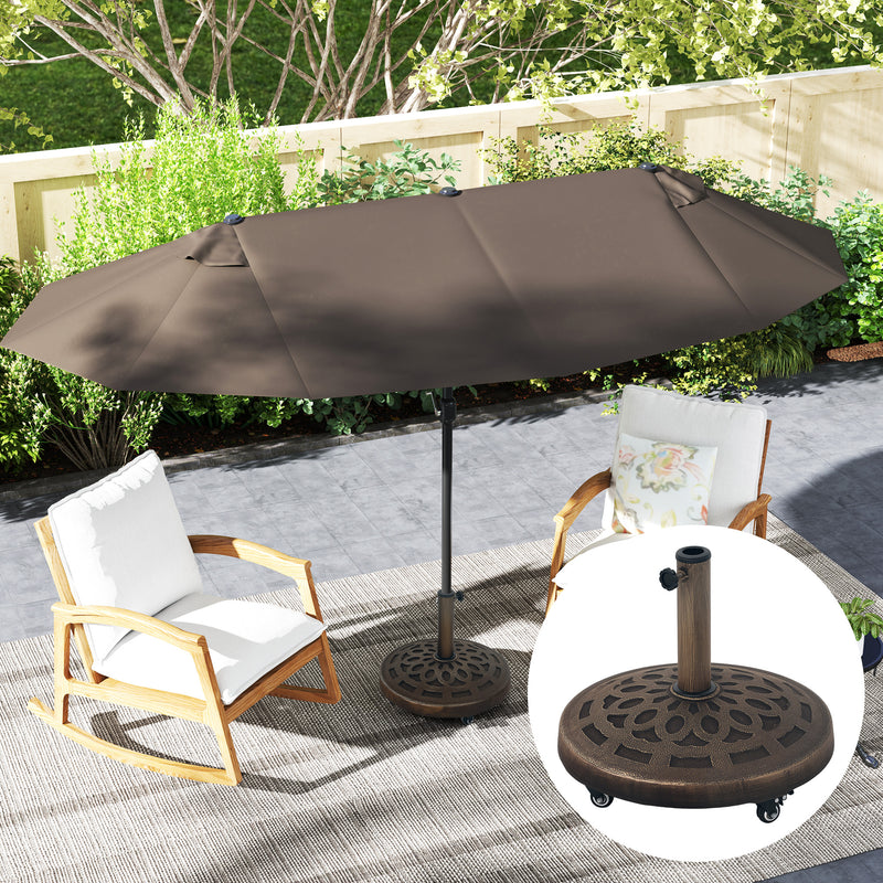 Outsunny 21kg Resin Garden Parasol Base Umbrella Stand with Wheels