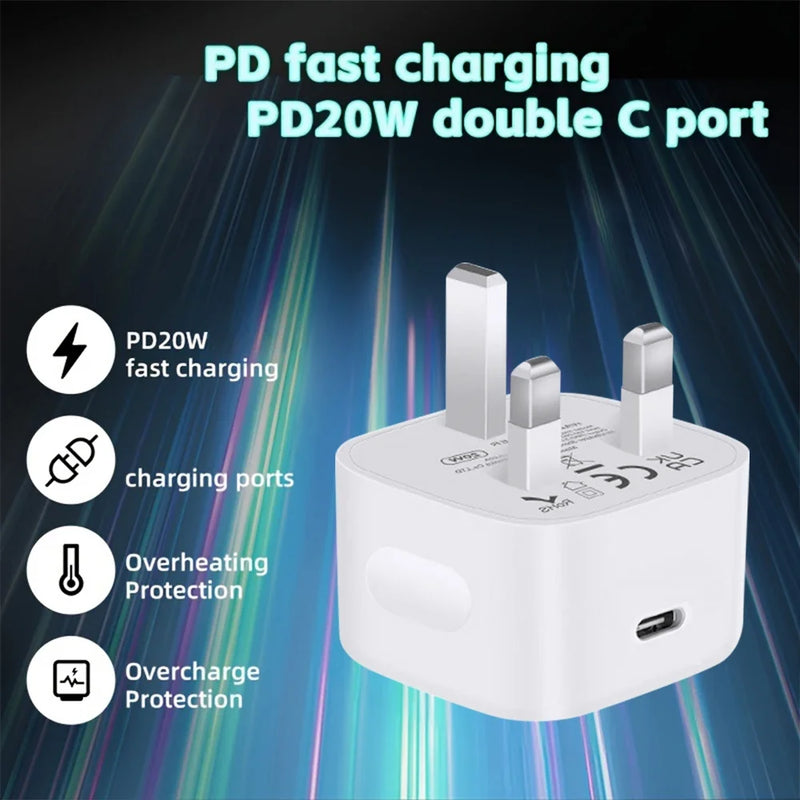 20W USB Fast Charger Power Adapter Plug & Long Lightning Cable for Apple iPhone – Quick Charging Data Cable