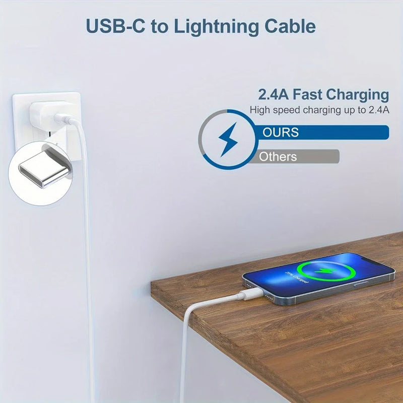20W USB Fast Charger Power Adapter Plug & Long Lightning Cable for Apple iPhone – Quick Charging Data Cable