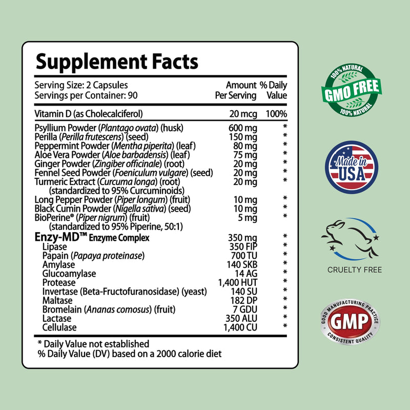 IBS Clear IBS Support - Vitamin D, Psyllium Husk & Fennel - 180 Capsules