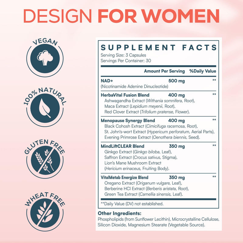IcarusIvy 2000MG NAD+ for Women – Liposomal NAD+ with Ashwagandha, Ginkgo, Berberine & Black Cohosh – 540 Capsules