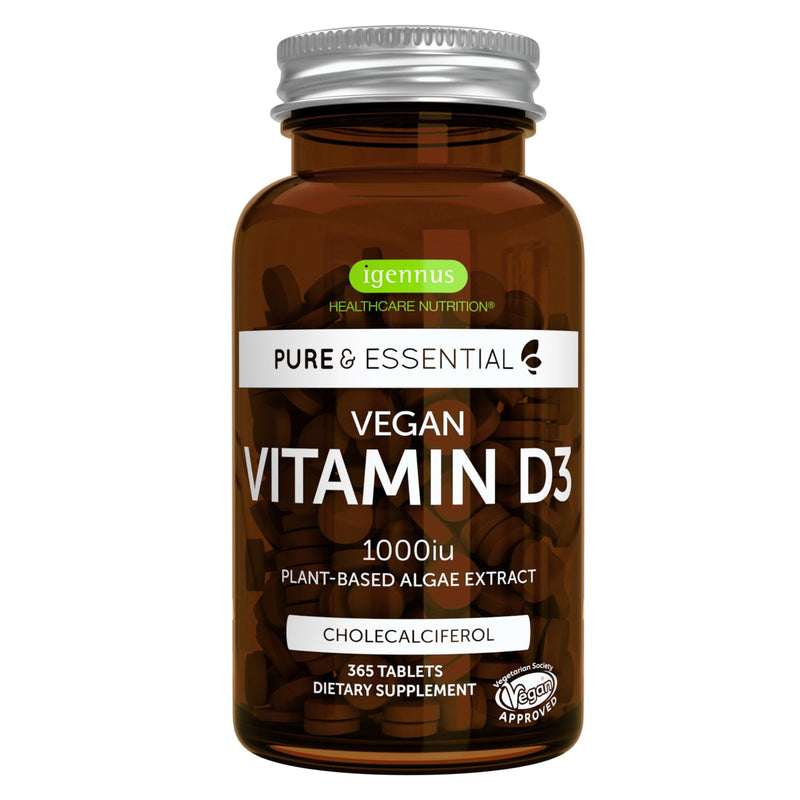 Igennus Vegan Vitamin D3 1000IU | 365 Tablets | Plant-Based Algae Cholecalciferol