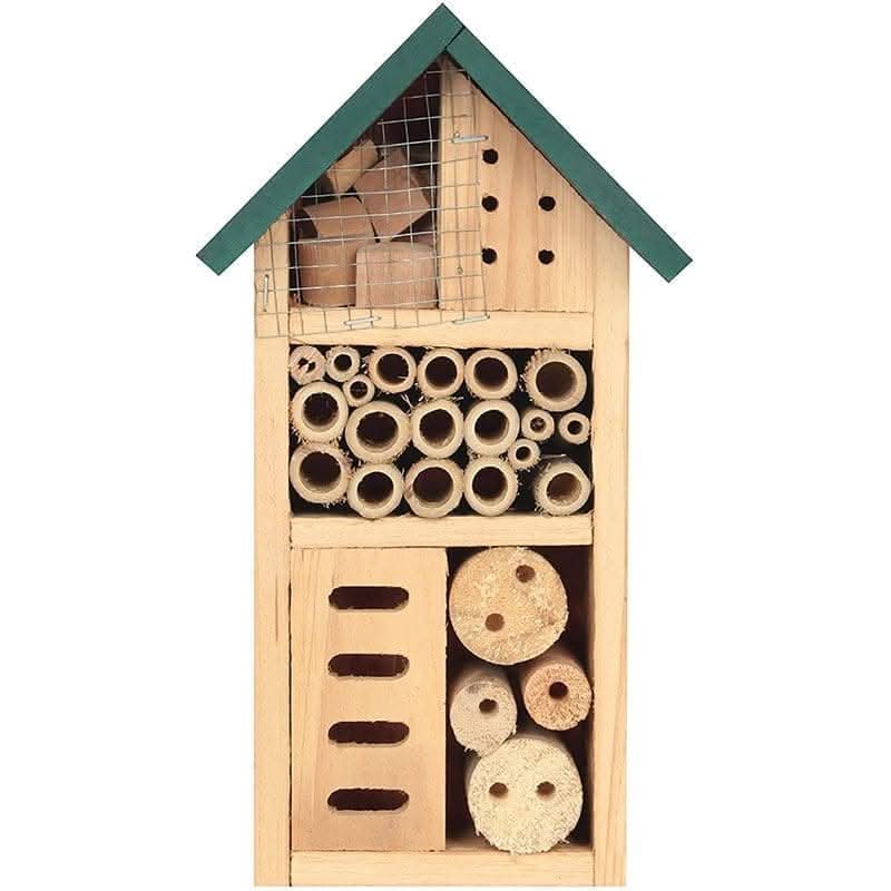 Wooden Insect House with Green Roof