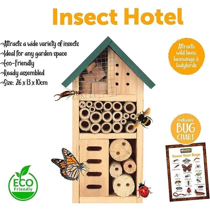 Wooden Insect House with Green Roof