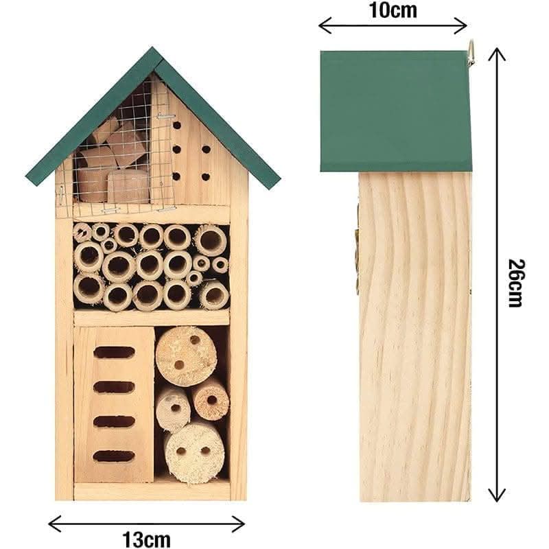 Wooden Insect House with Green Roof