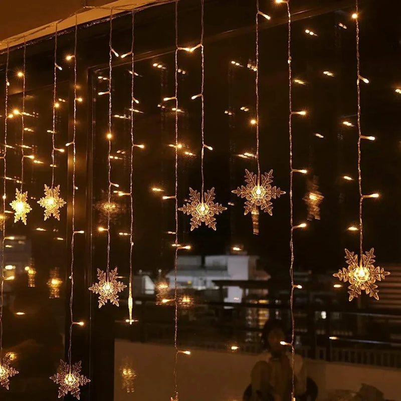 Snowflake Fairy String LED Lights Curtain Window Xmas Christmas Party Wedding Decor