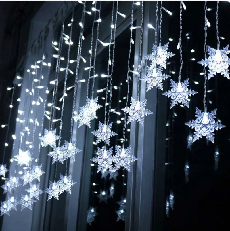 Snowflake Fairy String LED Lights Curtain Window Xmas Christmas Party Wedding Decor