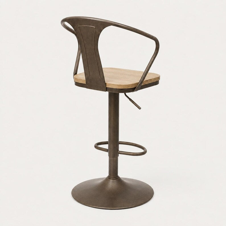 Hugo Industrial Brown Bar Stool