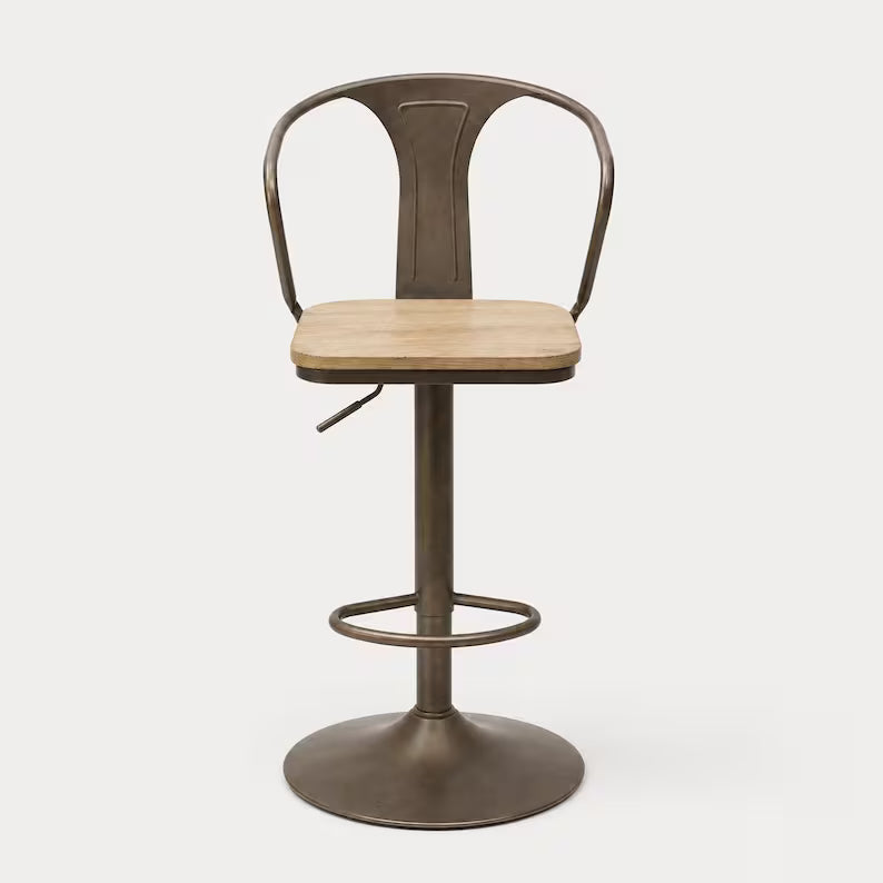 Hugo Industrial Brown Bar Stool