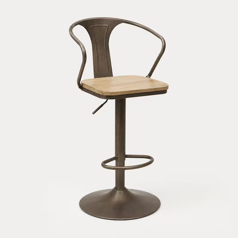 Hugo Industrial Brown Bar Stool