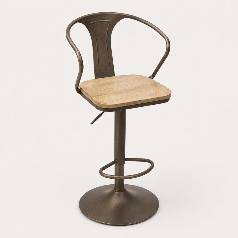 Hugo Industrial Brown Bar Stool