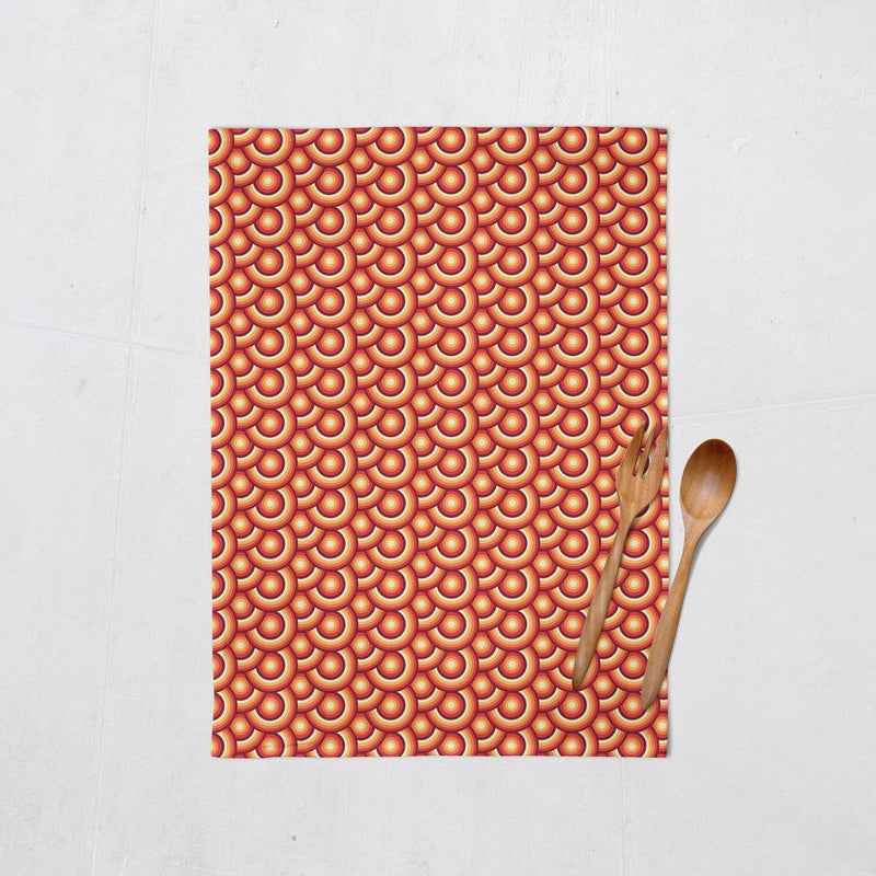 Orange Tea Towels with a 70's Retro Design, Dish Towels, Kitchen Towels