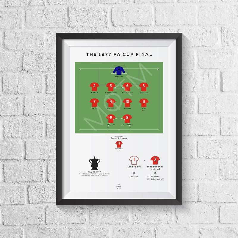 Manchester Reds vs Liverpool 1977 Cup Final Print