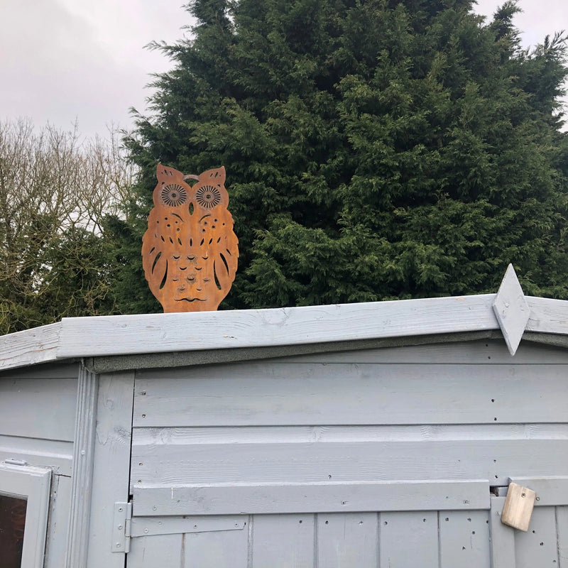 Rusty Metal Standing Owl Garden Decoration