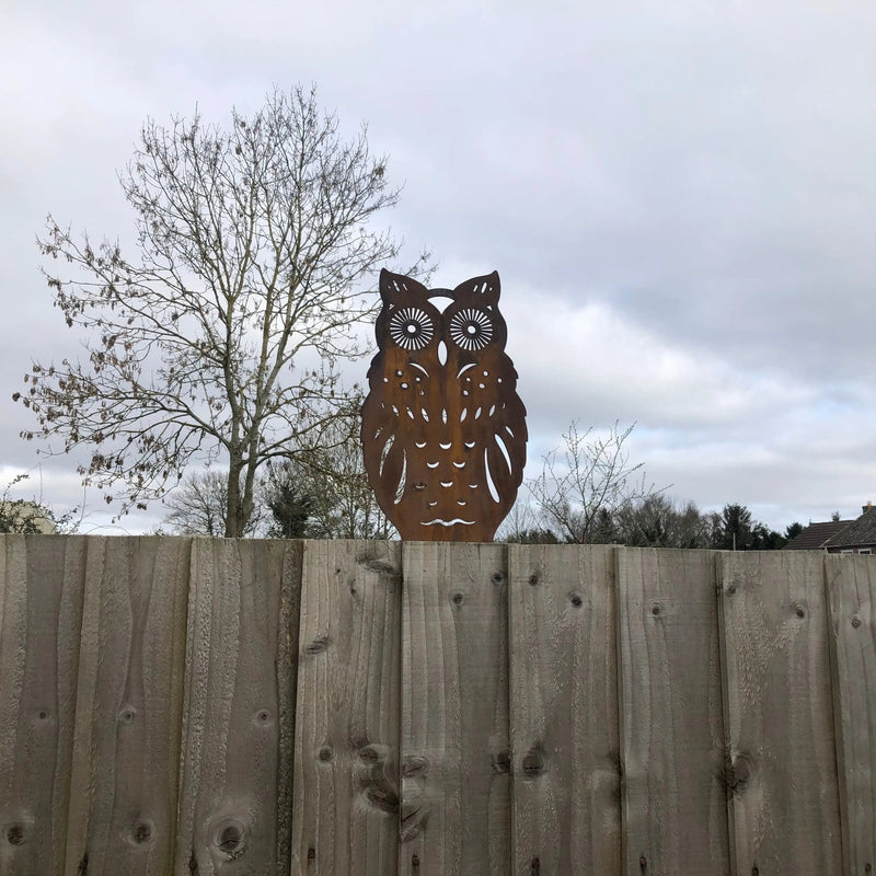 Rusty Metal Standing Owl Garden Decoration