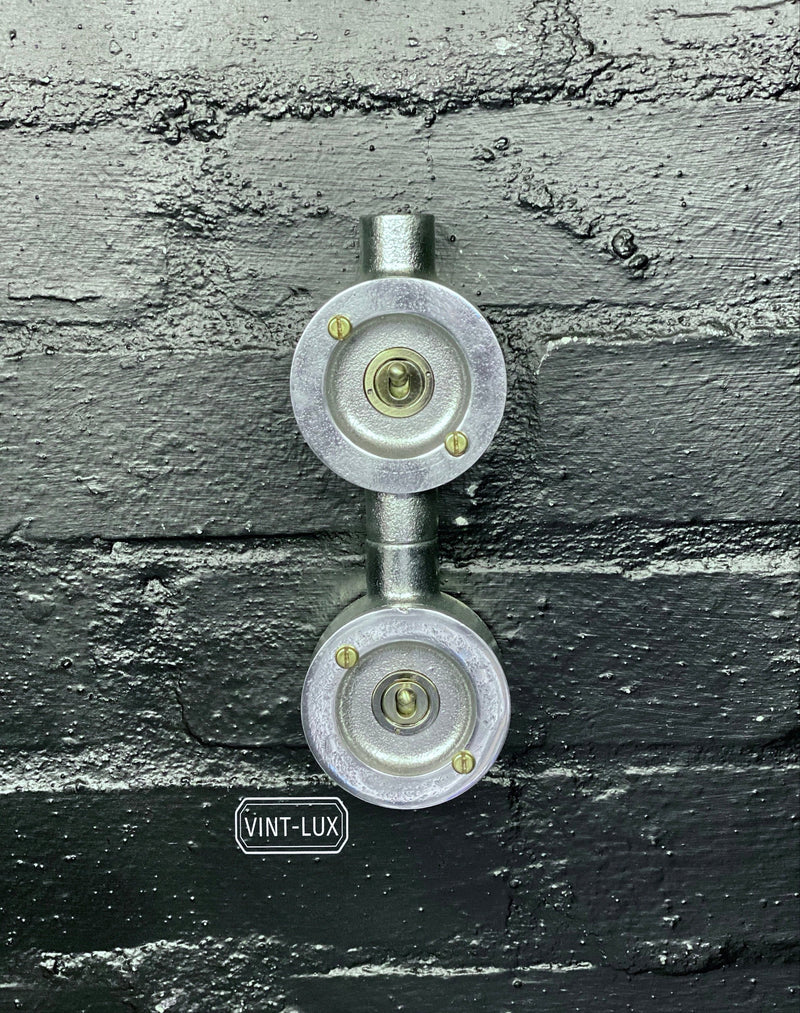 Double Gang Solid Cast Conduit Metal Light Switch Industrial 2 Way