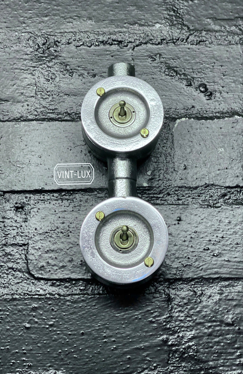 Double Gang Solid Cast Conduit Metal Light Switch Industrial 2 Way